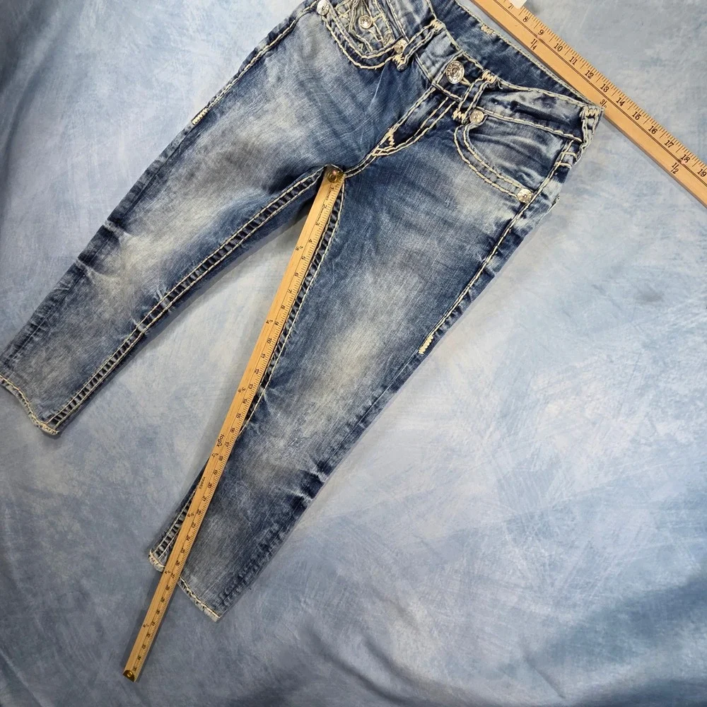 True Religion Section Slim Super T Stitch Blue Denim Jeans Mens 28 Medium Wash
